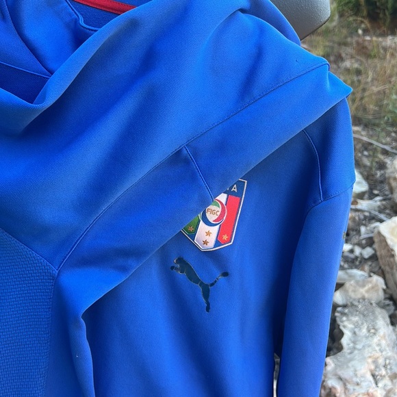 FIGC Italia 1/4 zip Soccer Oversized Long Sleeve Pullover Puma Jersey Hi Collar - Picture 4 of 14